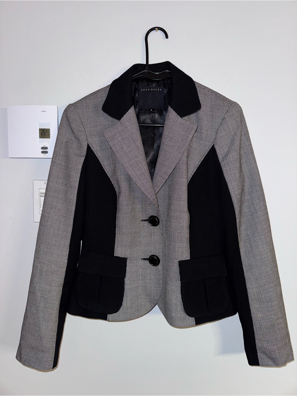 Ross Mayer Black and Gray contrast Blazer Coat
